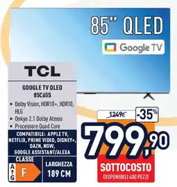 Unieuro TCL Google TV QLED offerta