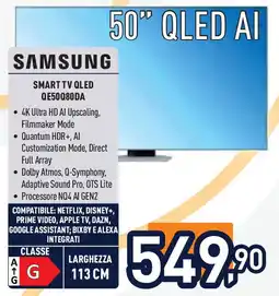 Unieuro SAMSUNG Smart TV QLED QE50Q80DA offerta