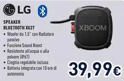 Unieuro LG Speaker bluetooth XG2T offerta