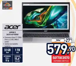 Unieuro acer ASPIRE 3 (A315-44P-RO3U) offerta
