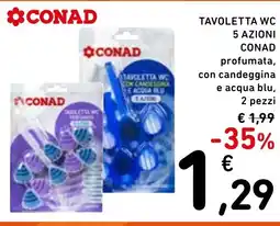 Spazio Conad Tavoletta wc con candescina e acqua blu 2 pezzi offerta