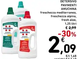 Spazio Conad Detersivo pavimenti amuchina freschezza mediterranea, freschezza alpina, fresh aloe, offerta