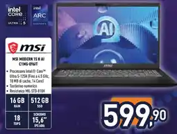 Unieuro msi MSI MODERN 15 H AI C1MG-096IT offerta