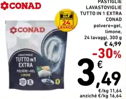 Spazio Conad Pastiglie lavastoviglie tutto in 1 extra conad polvere+gel, limone, 24 lavaggi, offerta
