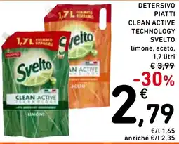Spazio Conad Detersivo piatti clean active technology svelto limone, aceto, offerta
