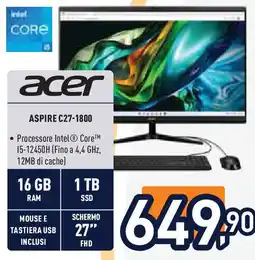 Unieuro acer ASPIRE C27-1800 offerta