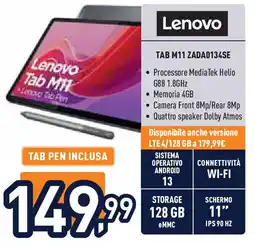 Unieuro Lenovo TAB M11 ZADA0134SE offerta