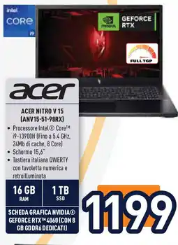 Unieuro acer ACER NITRO V 15 (ANV15-51-98RX offerta