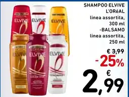 Spazio Conad Shampoo elvive l'oréal linea assortita, -balsamo linea assortita, offerta