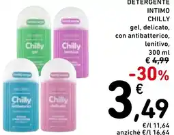 Spazio Conad Detergente intimo chilly gel, delicato, con antibatterico, lenitivo, offerta