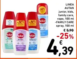 Spazio Conad Linea autan junior, kids, family care, vapo, -family care spray, offerta