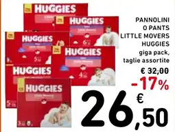 Spazio Conad Pannolini o pants little movers huggies giga pack, taglie assortite offerta