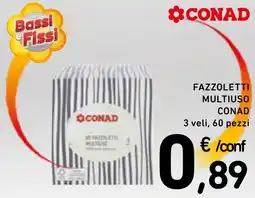 Spazio Conad Fazzoletti multiuso conad 3 veli, 60 pezzi offerta