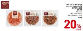 Spazio Conad Tartare di salmone pronta da gustare sapori&idee conad classica, erbe aromatiche, sesamo e alga nori, offerta