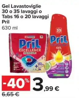 Carrefour Express Gel Lavastoviglie 30 o 35 lavaggi o Tabs 16 o 20 lavaggi Pril offerta