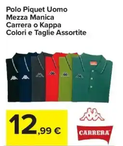 Carrefour Express Polo Piquet Uomo Mezza Manica Carrera o Kappa Colori e Taglie Assortite offerta