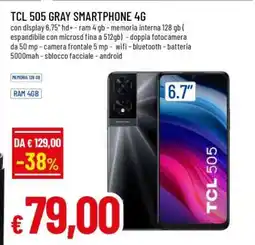 Famila TCL 505 GRAY SMARTPHONE 4G offerta