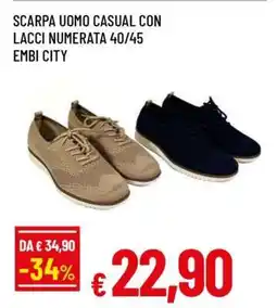 Famila SCARPA UOMO CASUAL CON LACCI NUMERATA 40/45 EMBI CITY offerta