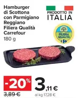 Carrefour Express Hamburger di Scottona con Parmigiano Reggiano Filiera Qualità Carrefour offerta