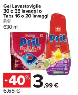 Carrefour Express Gel Lavastoviglie 30 o 35 lavaggi o Tabs 16 o 20 lavaggi Pril offerta
