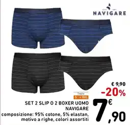 Spazio Conad Taglie xxl set 2 slip o 2 boxer uomo navigare offerta