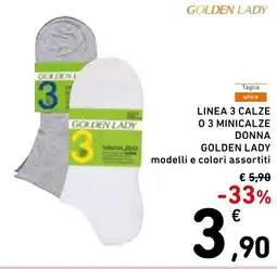 Spazio Conad Linea 3 calze 0 3 minicalze donna golden lady modelli e colori assortiti offerta