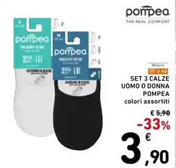 Spazio Conad Misure 3546 set 3 calze uomo o donna pompea colori assortiti offerta