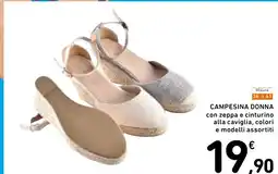 Spazio Conad Misure campesina donna con zeppa e cinturino alla caviglia, colori e modelli assortiti offerta
