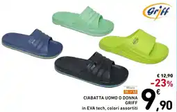 Spazio Conad Misure ciabatta uomo o donna griff in eva tech, colori assortiti offerta