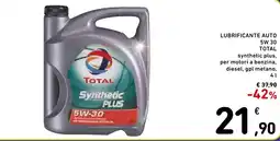 Spazio Conad Lubrificante auto 5w 30 total synthetic plus, per motori a benzina, diesel, gpl metano, offerta