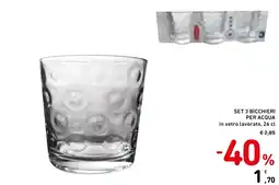 Spazio Conad Set 3 bicchieri per acqua in vetro lavorato, offerta