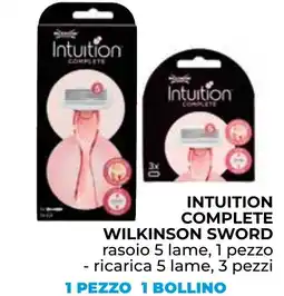 Spazio Conad Intuition complete wilkinson sword rasoio 5 lame, 1 pezzo - ricarica 5 lame, 3 pezzi offerta