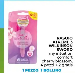 Spazio Conad Rasoio xtreme 3 wilkinson sword my intuition comfort cherry blossom, 4 pezzi + 2 gratis offerta