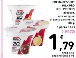Crema dessert milk pro high protein al cacao,