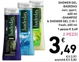 Spazio Conad Shower gel badedas noir, sport, -shampoo & shower gel 2 in 1 offerta