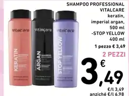 Spazio Conad Shampoo professional vitalcare keratin, imperial argan, -stop yellow offerta