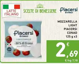 Spazio Conad Mozzarella light piacersi conad offerta