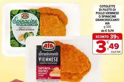Iperal Cotoletta di filetti di pollo viennese o spinacine grancroccanti AIA offerta