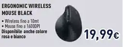 Unieuro Ergonomic wireless mouse black offerta