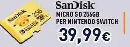 Unieuro Sandisk micro SD 256GB per nintendo switch offerta