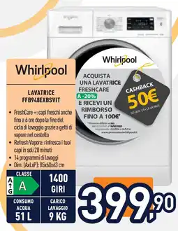 Unieuro Whirlpool lavatrice FFB948EXBSVIT offerta