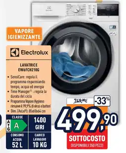 Unieuro Electrolux lavatrice EW6FCH210G offerta