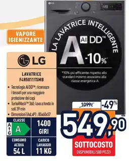 Unieuro LG Lavatrice F4R5011TSMB offerta