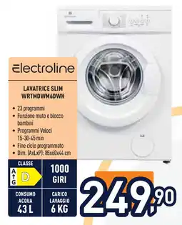 Unieuro Electroline lavatrice SLIM WRTMDWM6DWH offerta