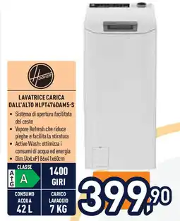 Unieuro Hoover lavatrice carica dall'alto HLPT476DAM5-S offerta