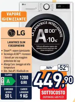 Unieuro LG Lavatrice slim F2R3S09NSWB offerta