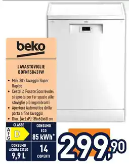 Unieuro Beko lavastoviglie BDFN15D431W offerta