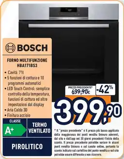 Unieuro BOSCH Forno multifunzione HBA171BS3 offerta