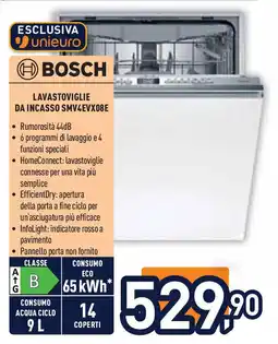 Unieuro Bosch lavastoviglie da incasso SMV4EVX08E offerta