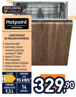 Unieuro Hotpoint ariston lavastoviglie da incasso H21HKD526 offerta